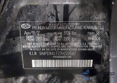 2018 Hyundai Elantra Sel из США, поврежденный, VIN 5NPD84LF2JH220567